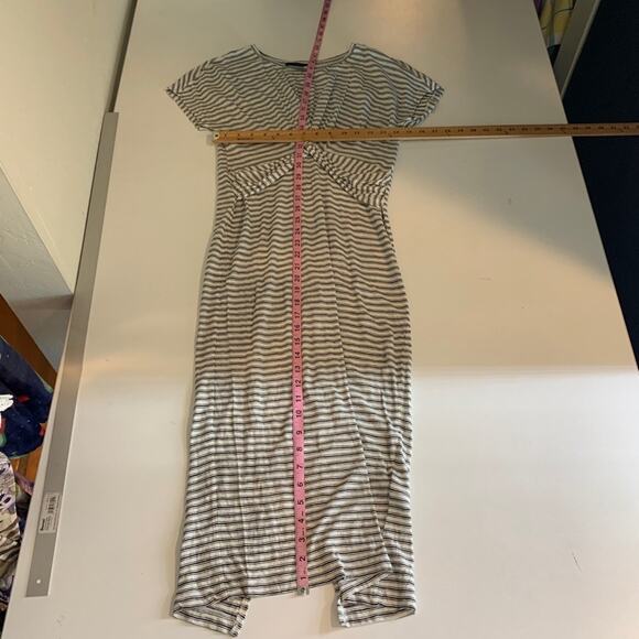 Allsaints Dress Womens M Medium Cotton Paloma Stripe Twist Front Cap Sleeves Tee - Picture 7 of 14